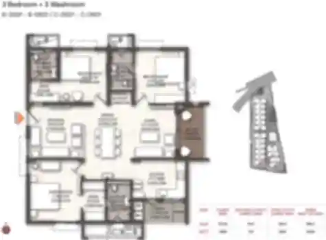 Brigade WTC Devanahalli Apartment 2 BHK floor plan by Brigade Group located at KIADB Phase 2, Devanahalli, Bangalore Karnataka
