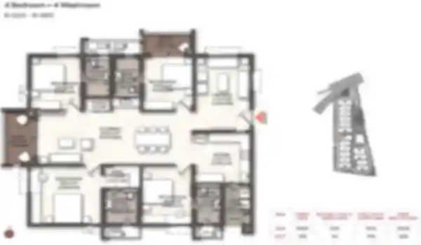 Brigade WTC Devanahalli Apartment 3 BHK floor plan by Brigade Group located at KIADB Phase 2, Devanahalli, Bangalore Karnataka